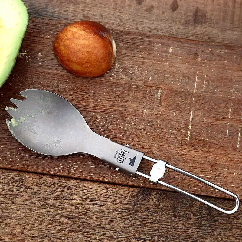 Keith titanium Ti5301 folding spork sendok bergerigi spoon Ultralight camping