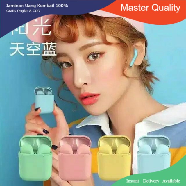 HEADSET BLUETOOTH I12 MACARON EARPHONE BLUETOOTH 5.0 TWINS