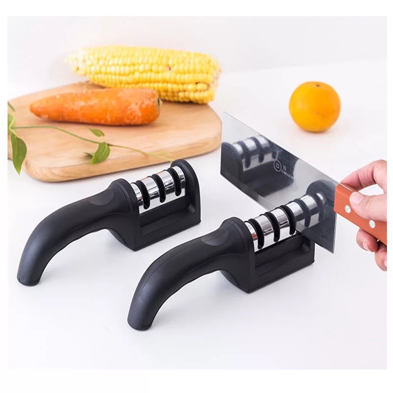 (SUN) Alat Pengasah Pisau Dapur 3 in 1 Kepala Garis penajam Asah Asahan Gunting Swift Sharp knife Sharpener