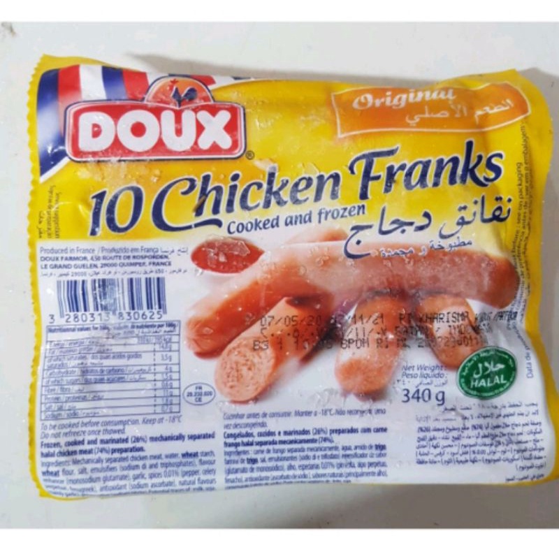 

sosis ayam Doux gosiran 1 kardus / kotak isi 24 bungkus rasa original