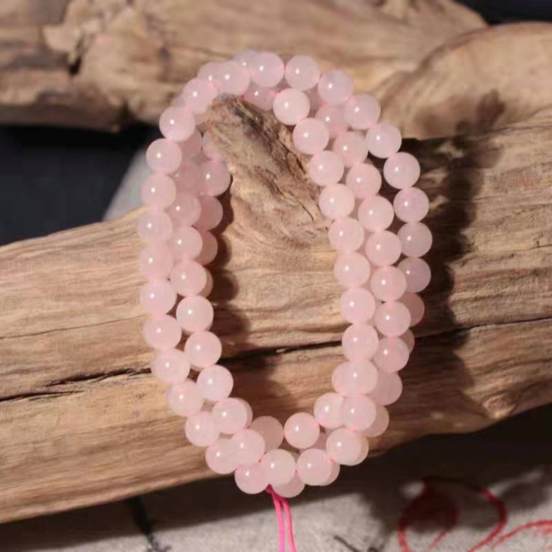 Tasbih Japamala 108 Handmade Batu Rose Quartz Merah Muda