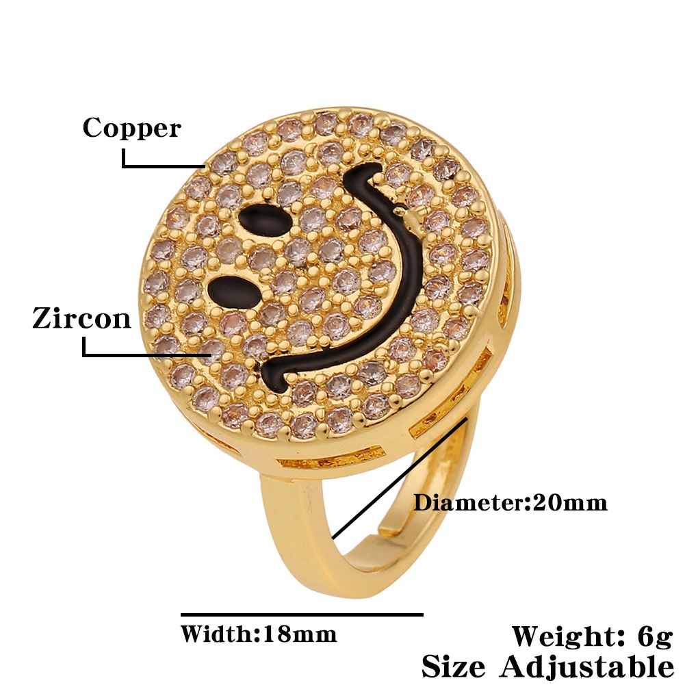 Baru personalized perhiasan tangan tembaga berlapis emas mikro bertatahkan zircon round smiley cinci