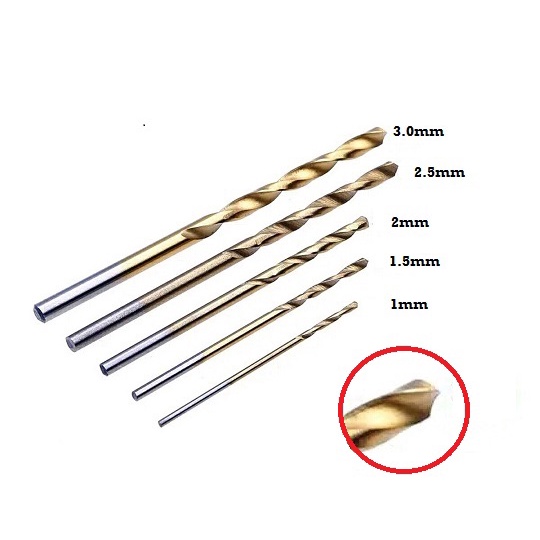 [HAEBOT] Mata Bor Drill Bit Set 5 Buah 1.0-3.0 mm 1 pcs / ukuran buah Bor Mini PCB Board Titanium Kayu Lubang Tipis Paket