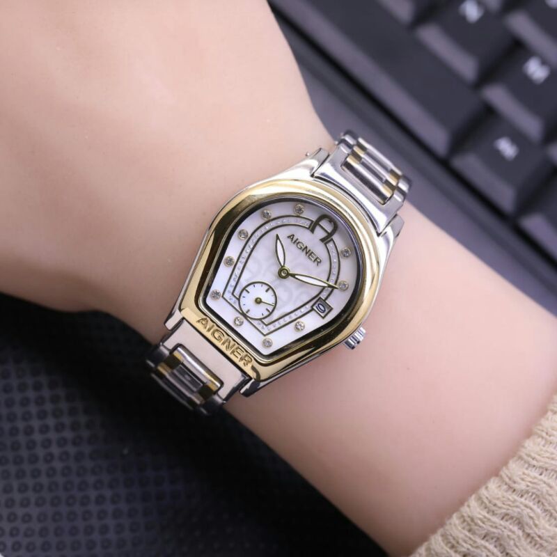 Jam Tangan Wanita Elegant Exclusive AIGNER Italy Premium Watch Gold