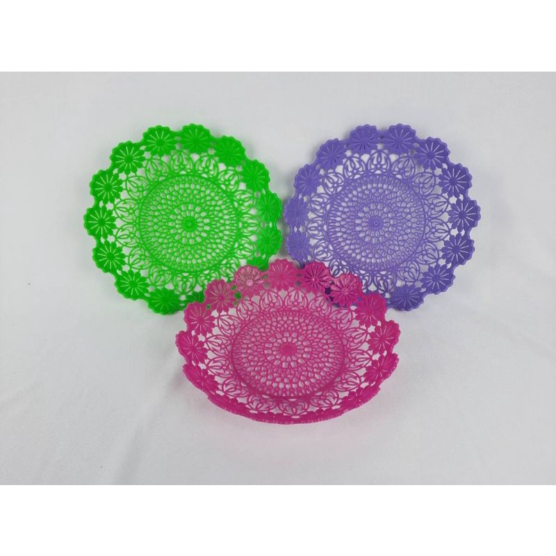 Piring Anyaman Plastik / Piring Rotan / Piring Motif Bunga Lavender