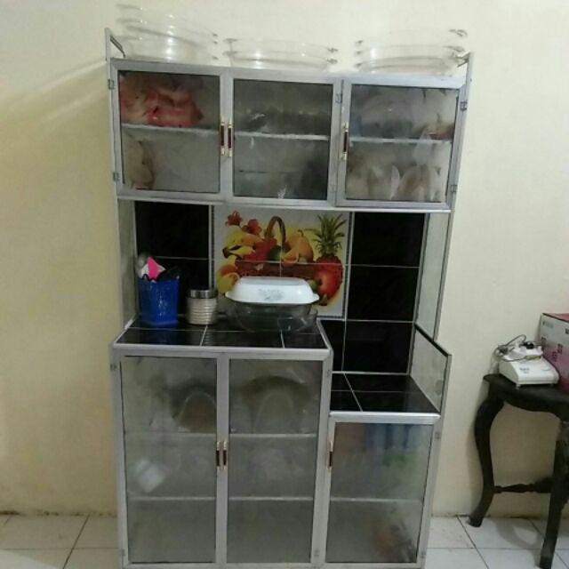 Rak Piring Magic Pintu 3 Alumunium Keramik Lemari Dapur Kitchen Set