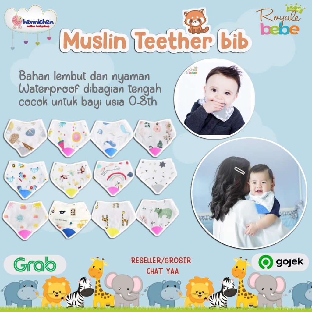 Royale Bebe Muslin Teether bib Gigitan bayi