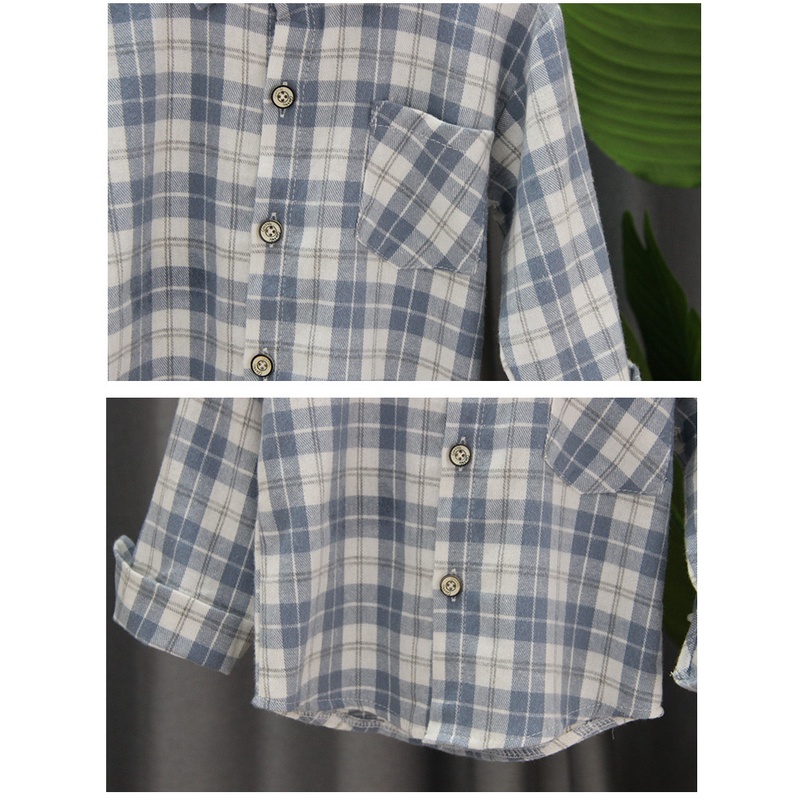 COD kemeja anak laki laki import motif kotak 2 warna fashion korea import atasan lengan panjang grosir kemeja anak cowok impor baju anak laki-2