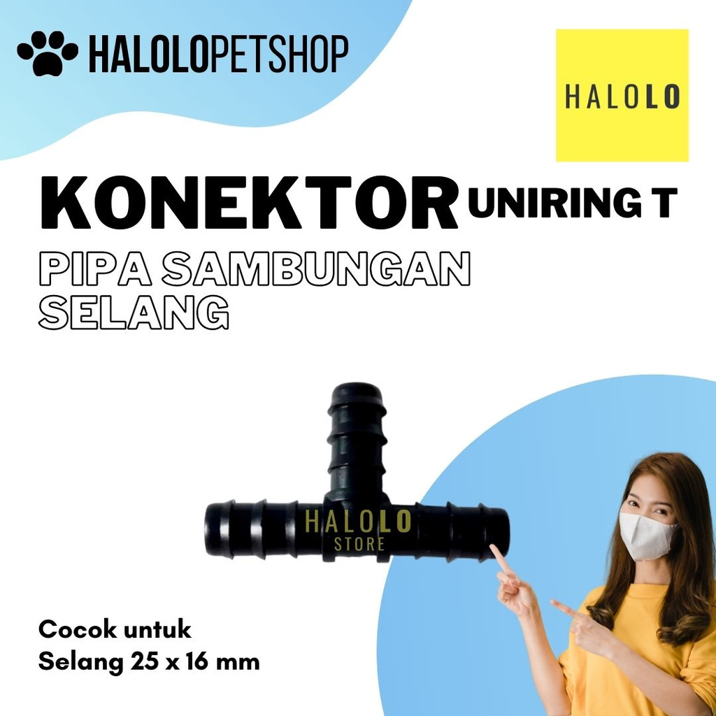 Pipa Konektor Uniring T Sambungan Selang 16 mm