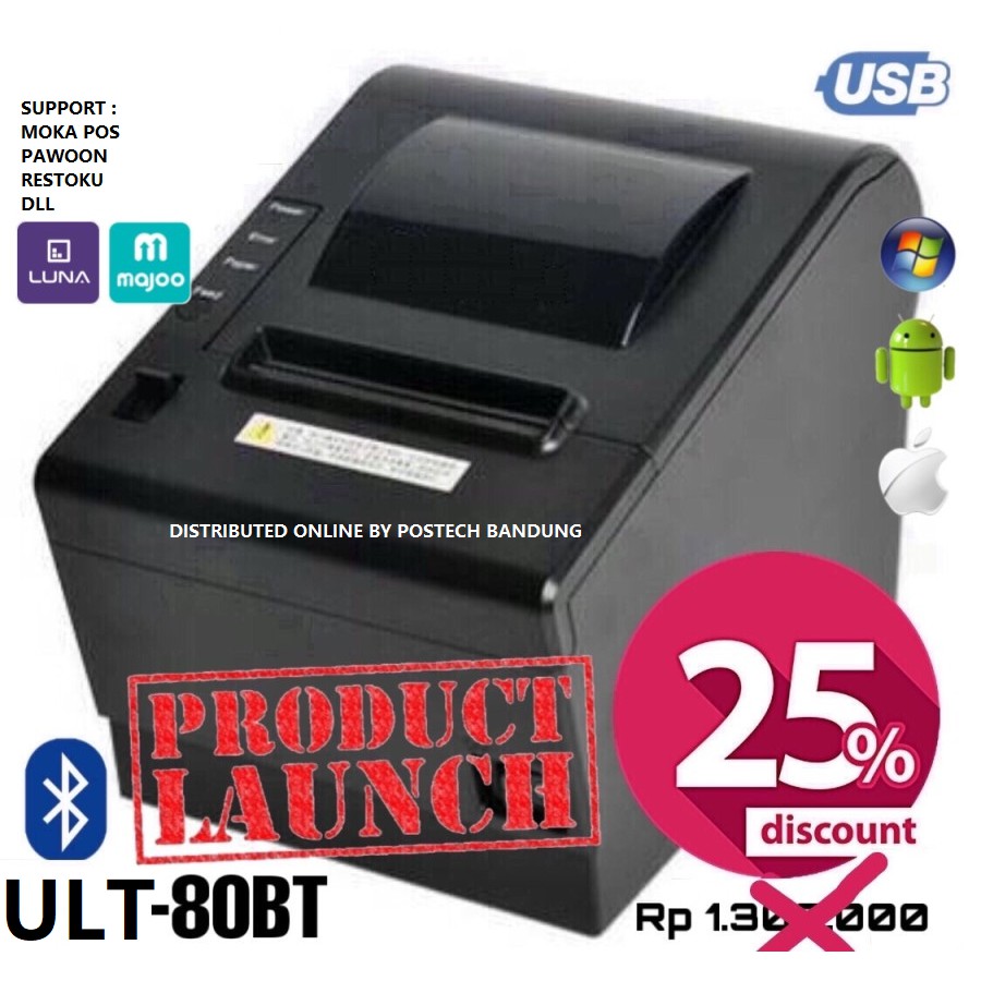 PRINTER BLUETOOTH/ USB RPP02N MOKA KASIR THERMAL 80MM - AUTOCUTTER [RJ11] FREE KERTAS