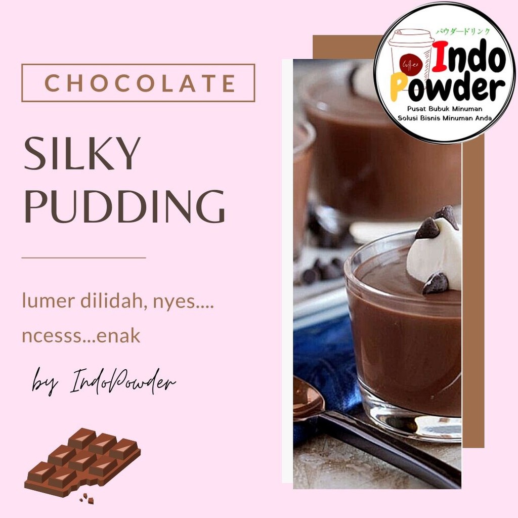 SILKY PUDDING COKLAT  - BUBUK Silky Puding  - Puding Sutra  -Soft Puding -Puding lembut