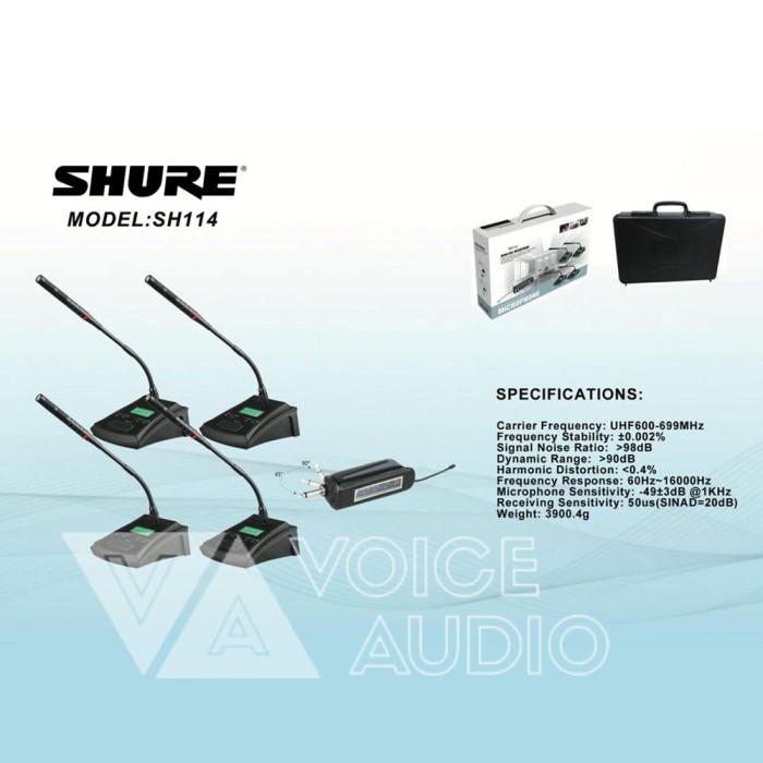 Microphone Wireless SHURE SH 114 Mic Meja Conference Multi Channel