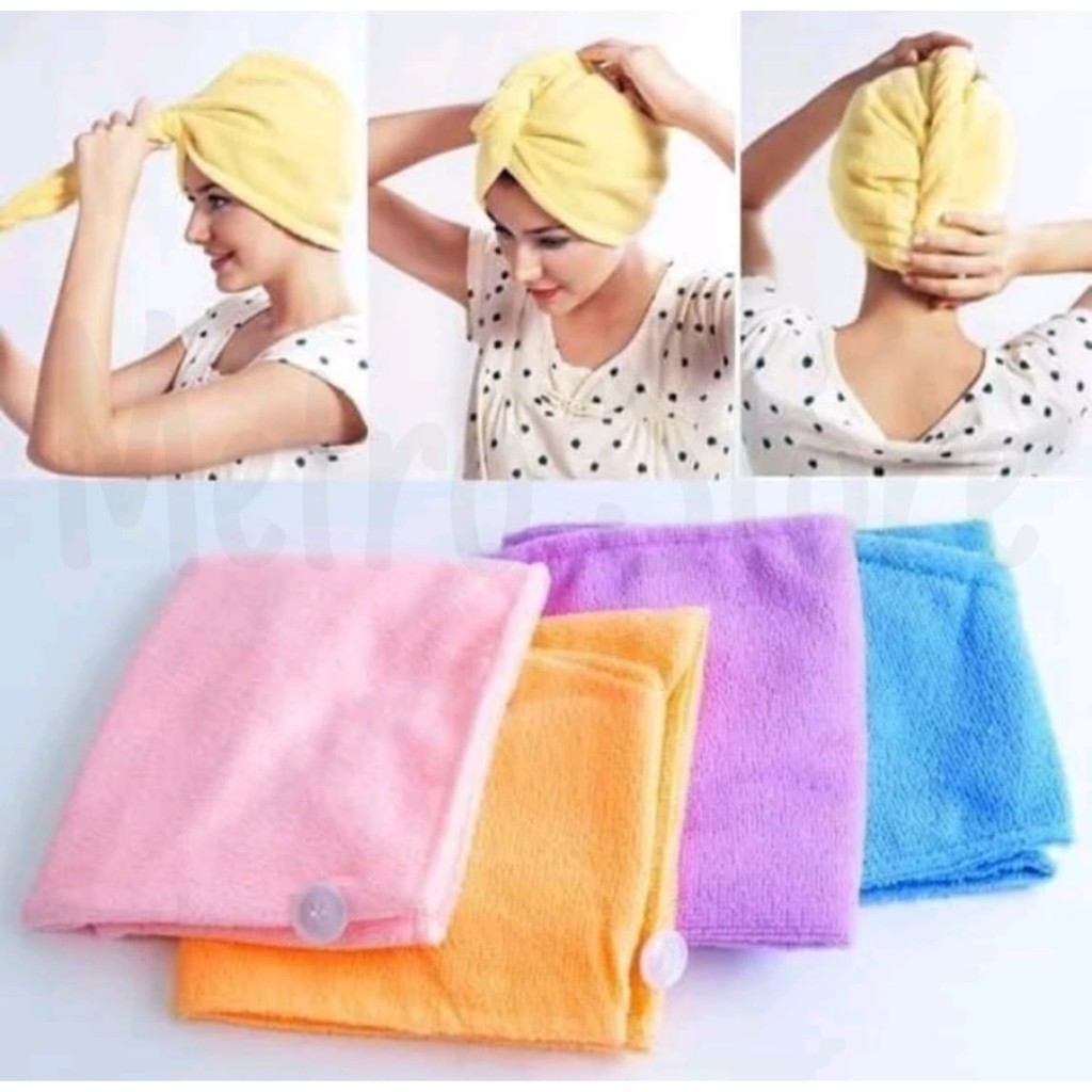 Handuk Kepala Keramas Microfiber Lap Mandi Pengering Rambut Headband ikat Anti Basah Murah Serbaguna