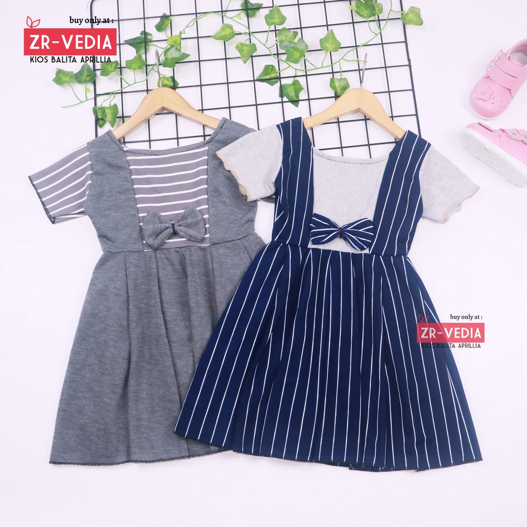 Dress Nadine uk 3-5 Tahun / Dres Pesta Anak Perempuan Murah Harian Lengan Pakaian Baju Cewek Import