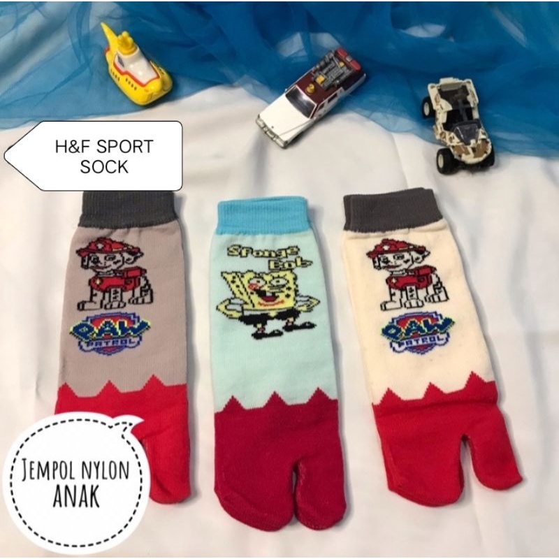 ( 3 pasang ) kaos kaki jempol motif anak cowo &amp; cewe / Ukuran 6-10 tahun /