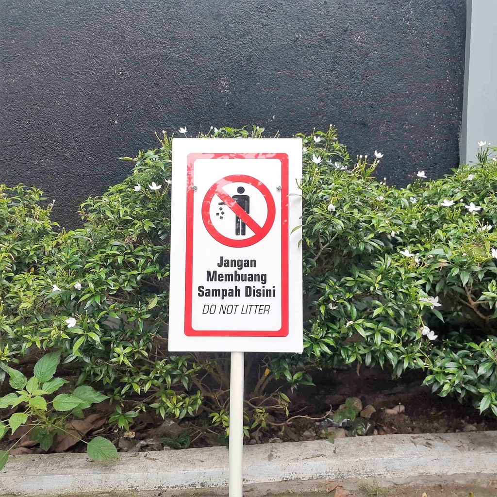 Akrilik Rambu Dilarang Buang Sampah - Akrilik Rambu Larangan Buang Sampah Sembarangan
