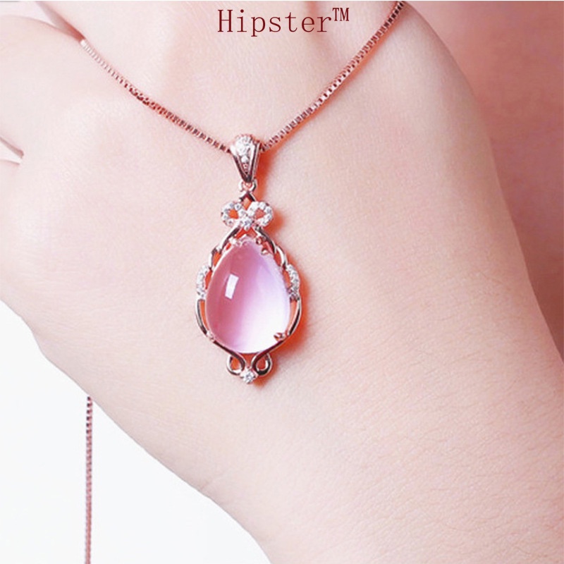 Hot Sale Fashion Exquisite 18K Rose Gold Ross Quartz Hollow Full Diamond Pendant Clavicle Chain