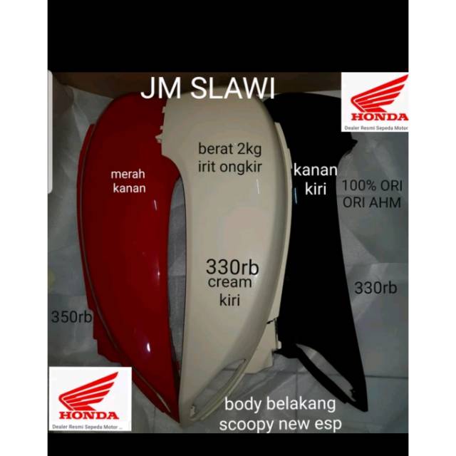 Cover Body Belakang Scoopy FI Lama K16 2013-2016 Harga Satuan Ori Honda AHM