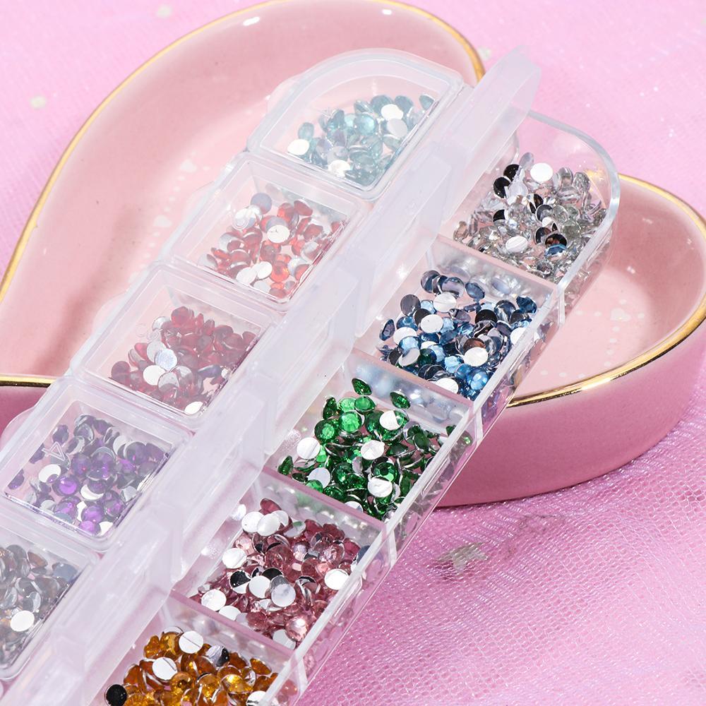 R-flower Nail Rhinestones Untuk Aksesoris Manicure Desain Manik-Manik Warna-Warni Jelly Permata Batu Kuku