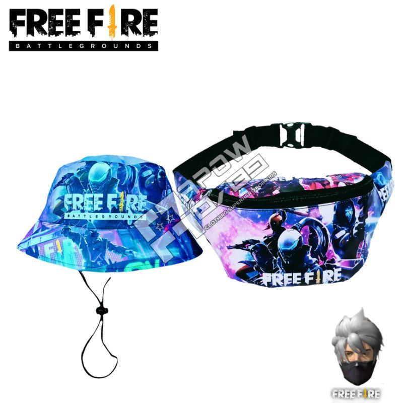 2in1 Tas Pinggang Waistbag Anak Karakter Bonus Topi Buckets