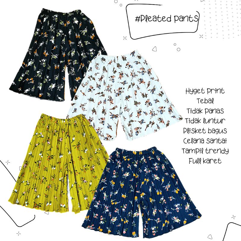 AM27 CELANA PENDEK PLISKET DEWASA JUMBO Motif bunga Pleated Hot Pants