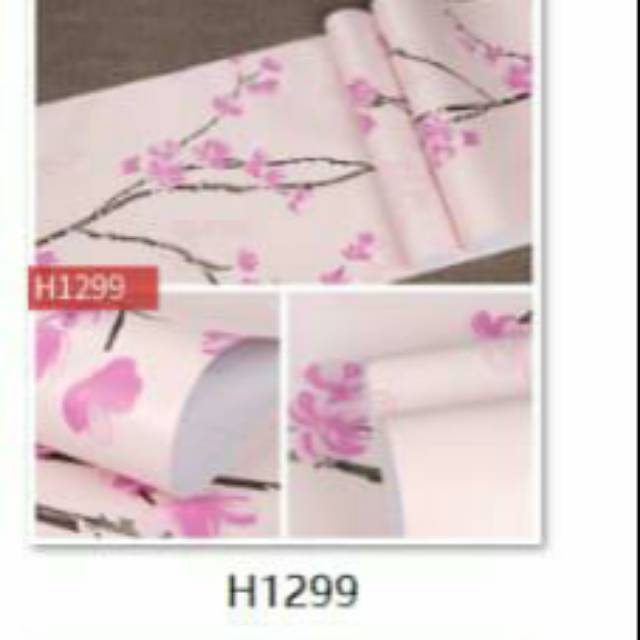 WALLPAPER DINDING MOTIF BUNGA SAKURA DASAR PINK