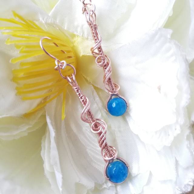 Anting Batu Agate Biru