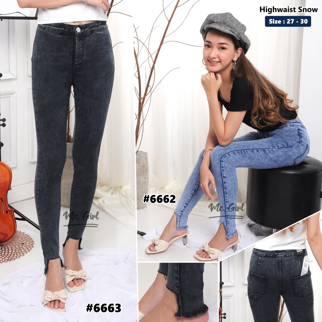 High Waist Snow / Highwaist Wanita / Celana Jeans Pinggang Tinggi / Celana Panjang Pinggang Tinggi 7C-G