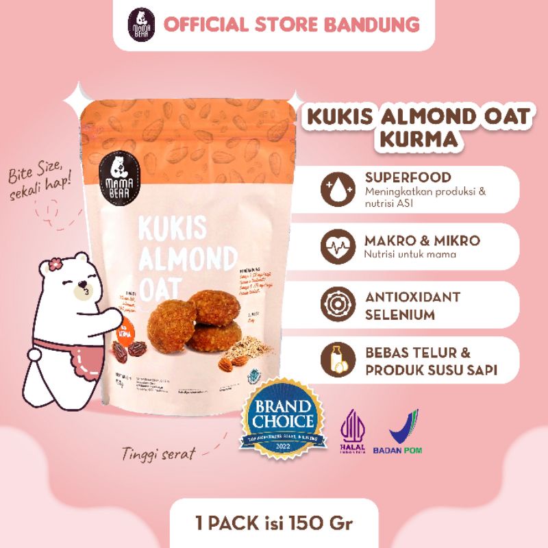 (MAMABEAR PELANCAR ASI) Kukis Almond Oat Rasa Kurma Diary Free/ Pelancar ASI Mama / MAMABEAR Pelancar ASI Booster / ASI Booster / Terlaris