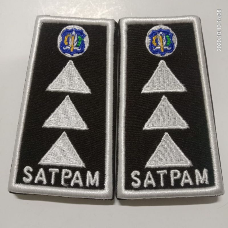 Tph security terbaru pelaksana utama kain rapi | Pangkat satpam gada pratama 3 silver kain bordir