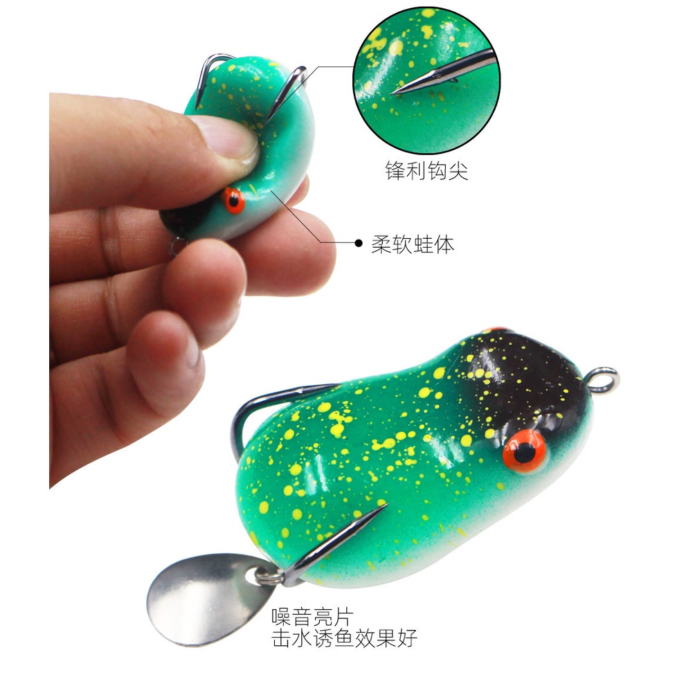 1pc Umpan Pancing Softlure Bentuk Katak Luminous 4cm 7g Dengan Kail Ganda Fishing Lure Ikan Bait Tackle