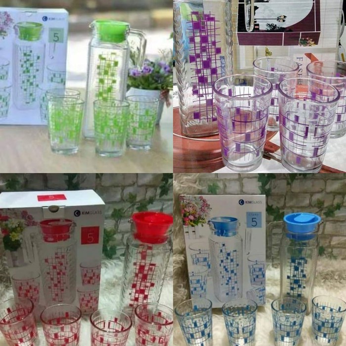 Kim Glass Set 5in 1 teko gelas set kaca