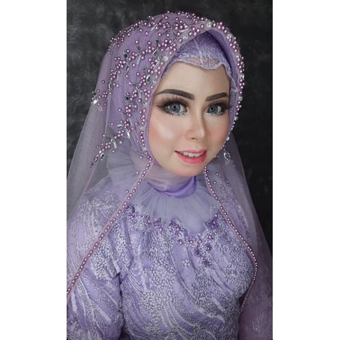 sleyer pengantin/ krudung akad / krdung pengantin/ feil mutiara diamon / hijab pengantin