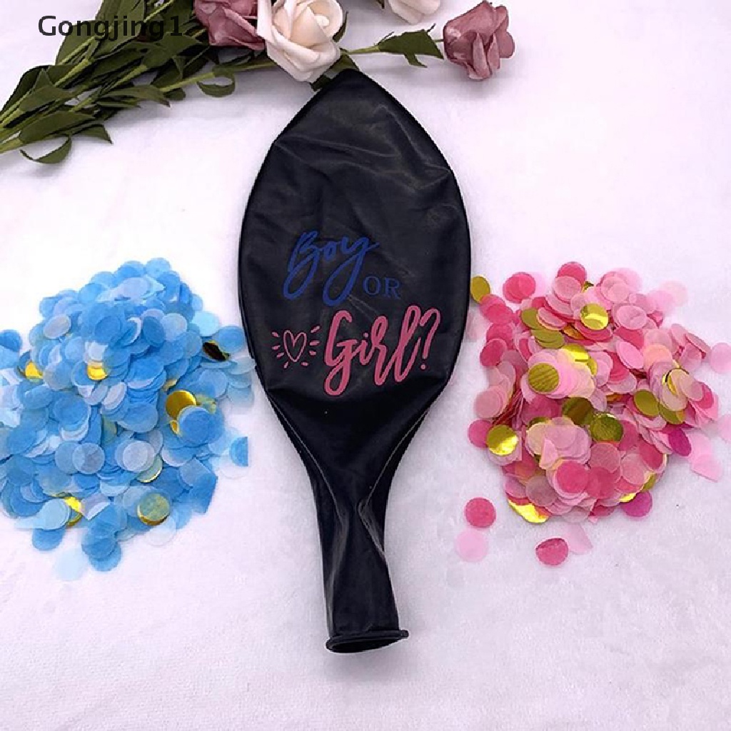 Gongjing1 Balon Confetti Bahan Latex Warna Hitam Untuk Baby Shower