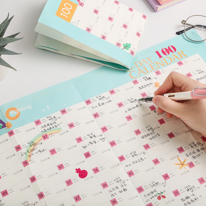 100 Days Target Table Schedule Calendar Work Learning Stationery High Planner Agenda Organizer