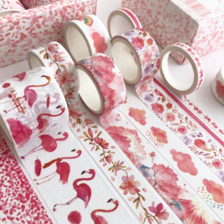 

2 pcs/ floral flamingo set washi tape / masking tape