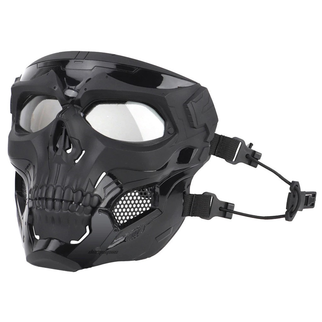 GS8 Masker Motor Topeng Airsoft Gun Paintball Full Face Model Tengkorak Skull WoSporT MA-110 Bl