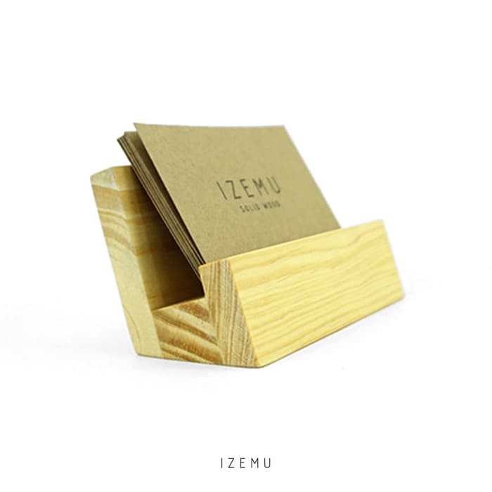 

IZEMU JIKI Business Card Holder Dudukan Kartu Nama Kayu Pinus Coffee Brown
