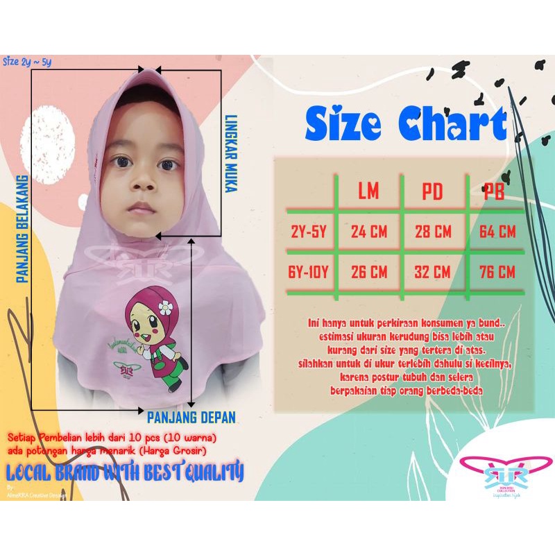 jilbab masker anak karakter / kerudung masker 2-5thn polyester PE