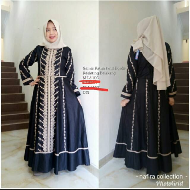Gamis katun tuill  marsya bordir