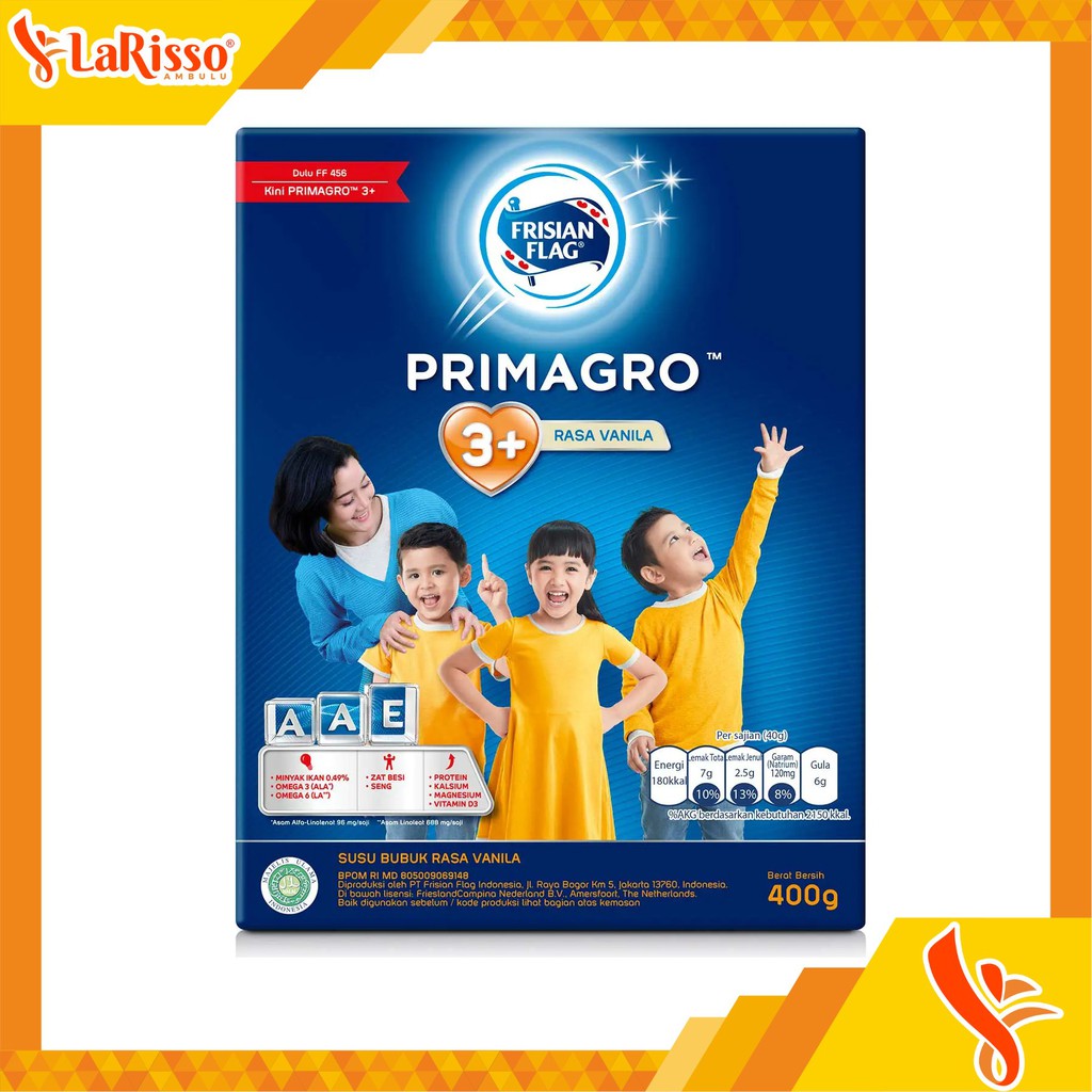 

SUSU FORMULA FRISIAN FLAG PRIMAGRO 3+ 400GR RASA VANILA