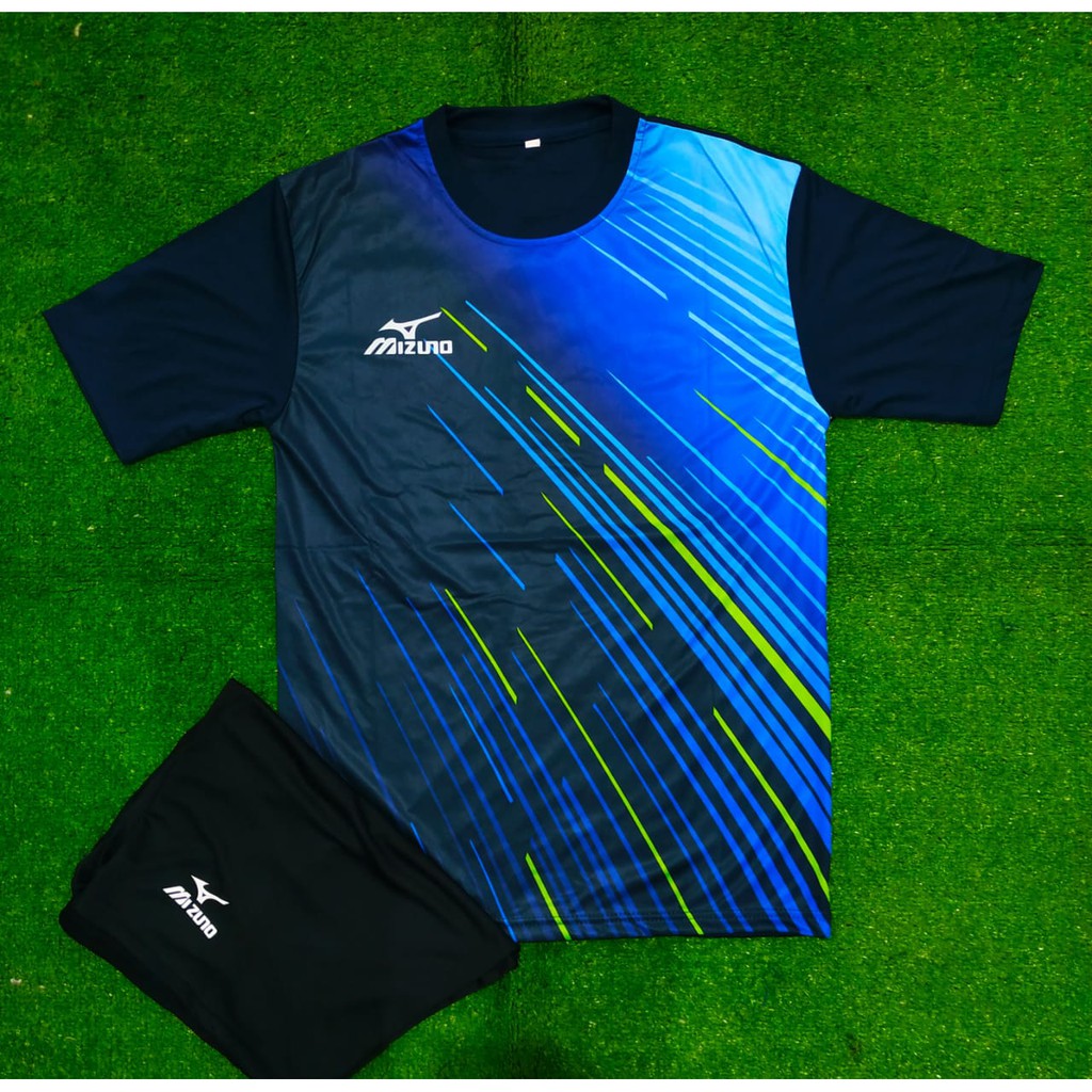 1 SET PAKAIAN OLAHRAGA PRIA BAJU FUTSAL KAOS LARI BAJU JOGGING MURAH BADMINTON VOLLY MIZUNO GROSIR