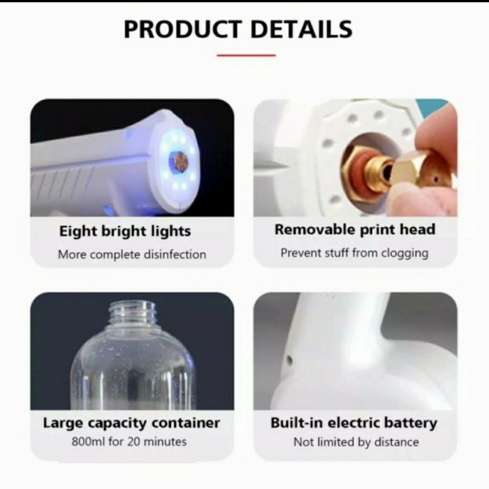 NANO SPRAY GUN DISINFEKTAN WIRELESS PROTABLE 800ML UV