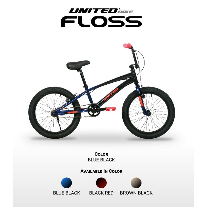 Gojek/Grab Instan Sepeda Anak Remaja BMX 20 Inch United Floss Garansi SNI Kredit Cicilan COD-Blue Black