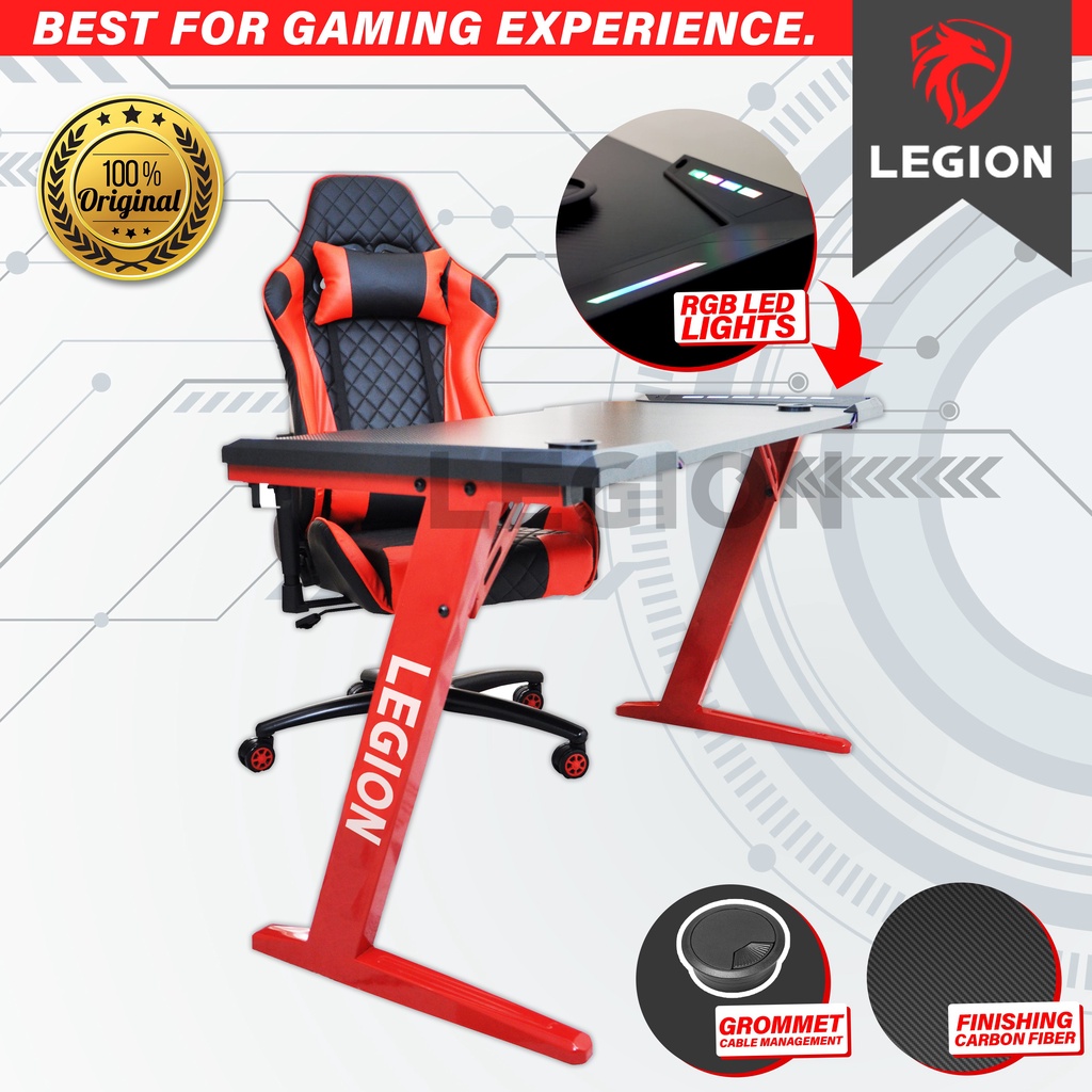 LEGION Meja Komputer Gaming PC LED Gaming Desk Table