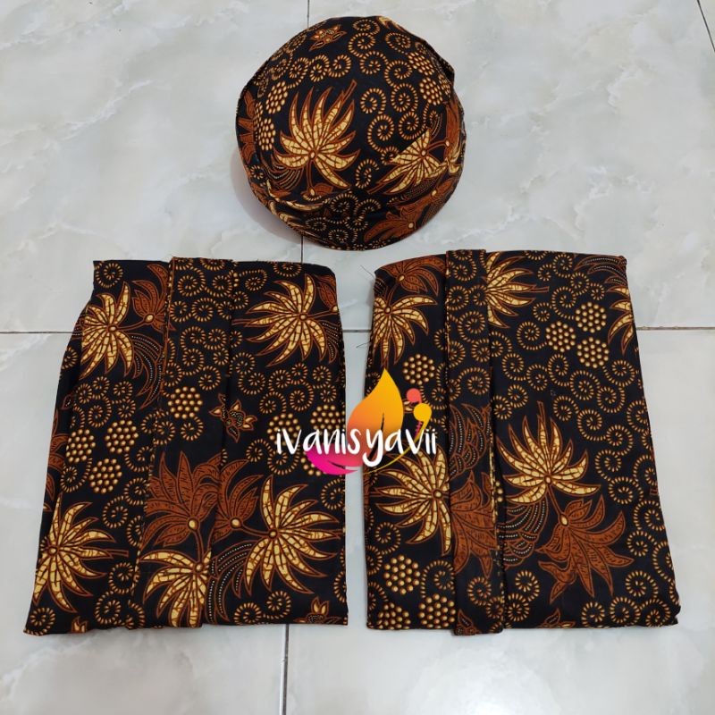 Set Jarik Cewek Cowok + Blangkon, Motif UkeL