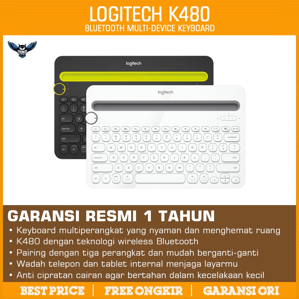 Logitech K480 Keyboard Wireless Bluetooth Portable Multi-Device