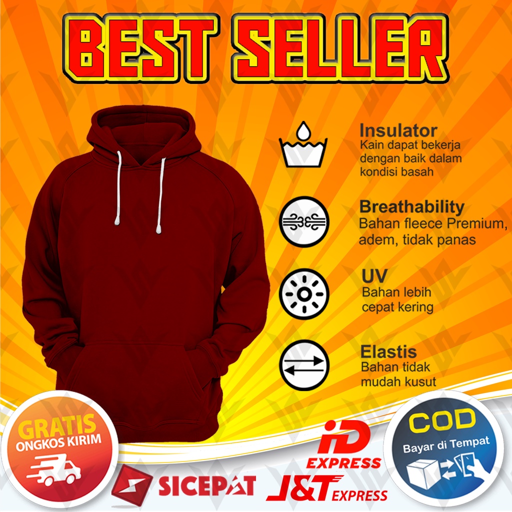 ( BISA BAYAR DI TEMPAT ) HOODIE POLOS PRIA / HOODIE POLOS FLEECE TEBAL / HOODIE POLOS WANITA / HOODI
