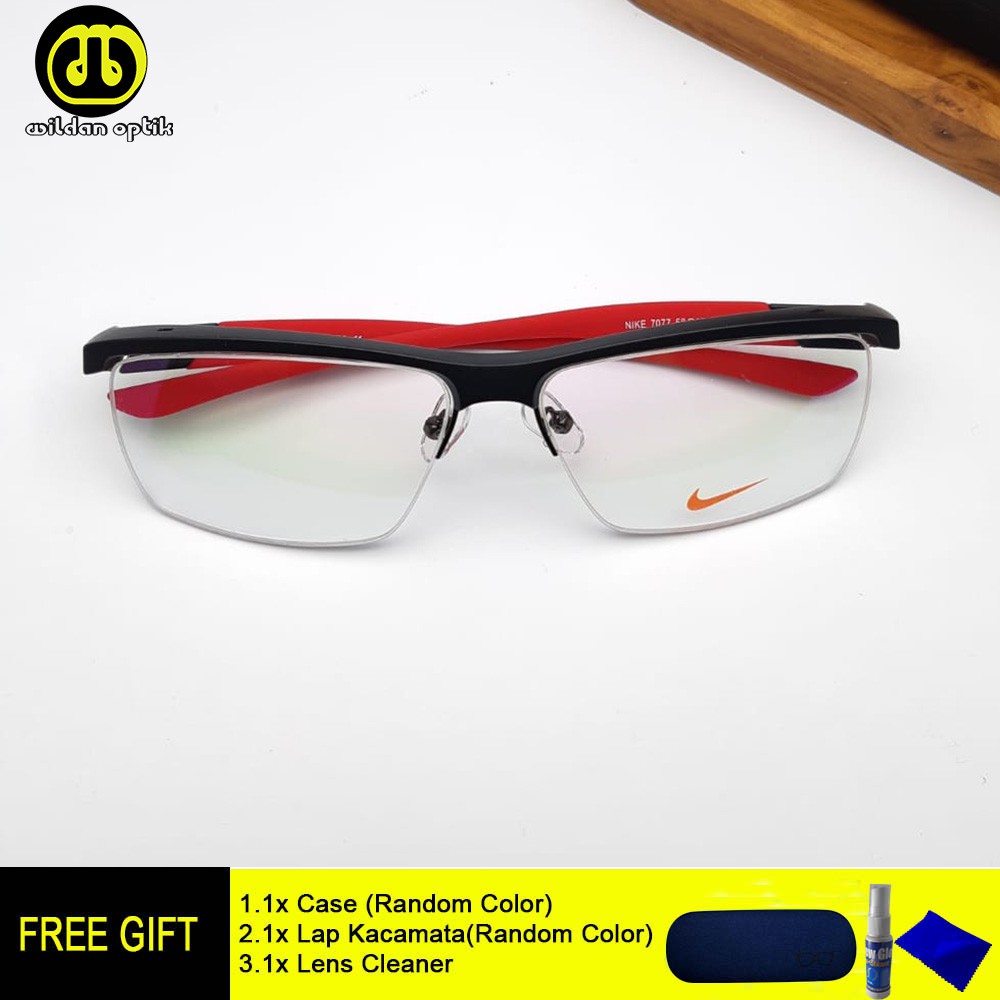 PAKET KACAMATA(FRAME+LENSA) HALF FRAME NIKE 7077 ANTI UV/BLUERAY/PHOTOCHROMIC/BLUECHROMIC TERMURAH