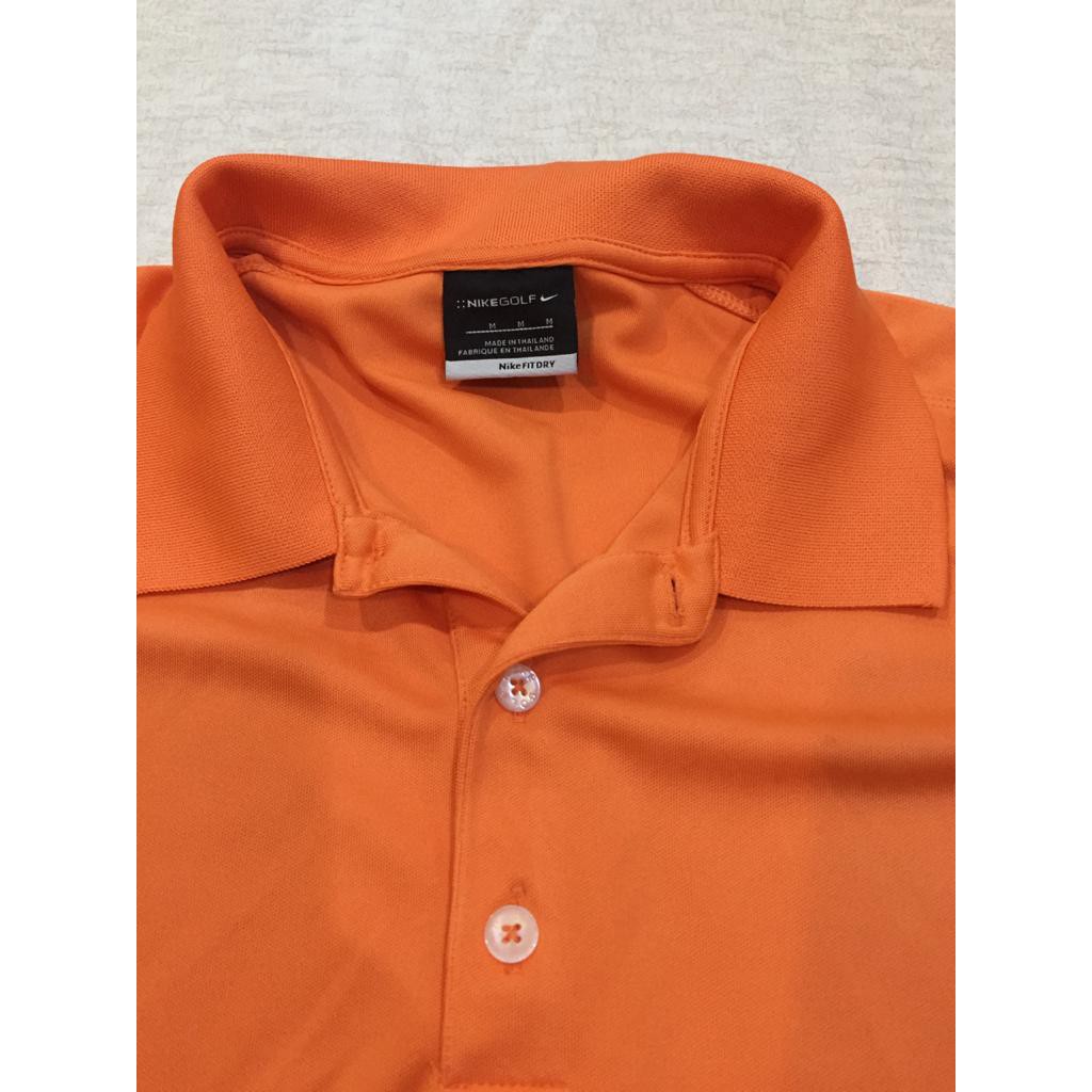 KAOS PRIA TANGAN PENDEK KERAH MEREK NIKE GOLF ORIGINAL PRELOVED WARNA ORANGE SIZE M
